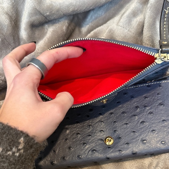 Dooney & Bourke Navy Ostrich Pattern Wallet - Picture 5 of 7